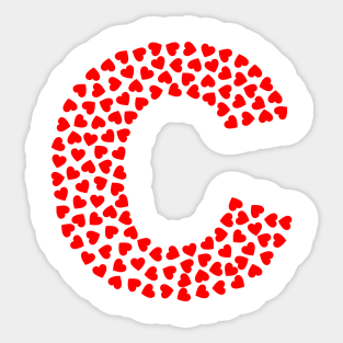 Letter C Heart Shape Initial Sticker